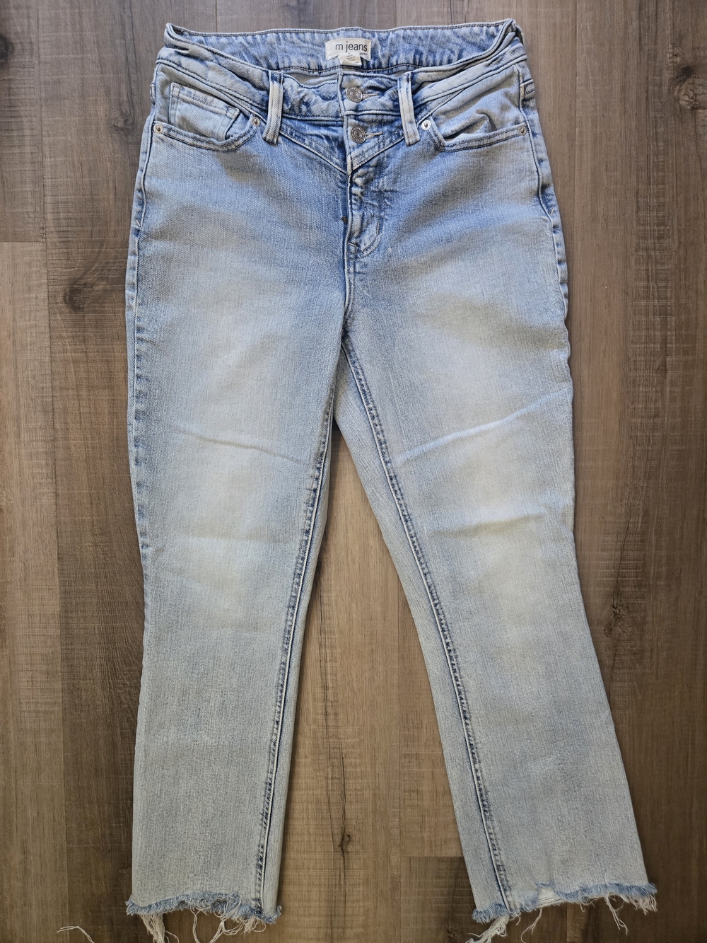 Maurices Light Blue High Rise Kick Boot Ankle Jeans with Frayed Hem